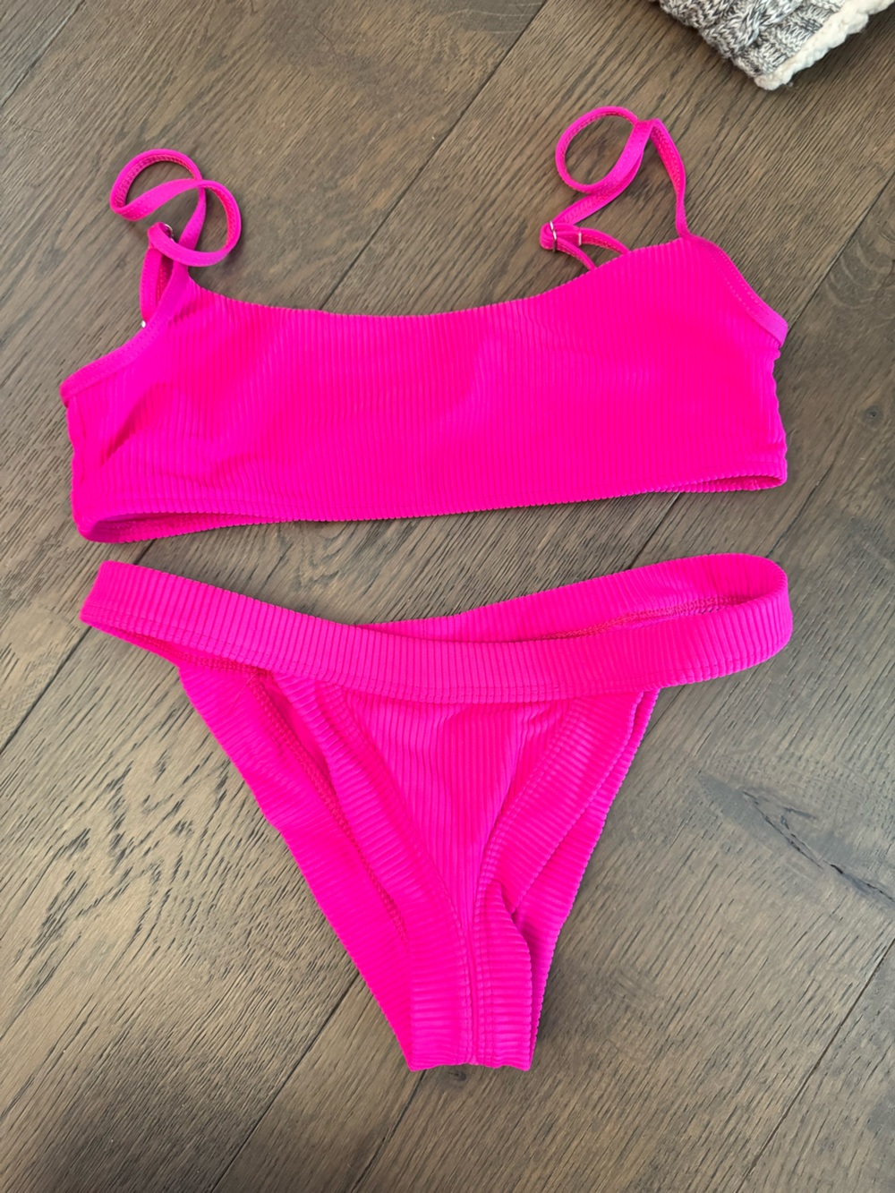 Frankie’s Hot Pink Ribbed Bikini Set - Two Piece Swim